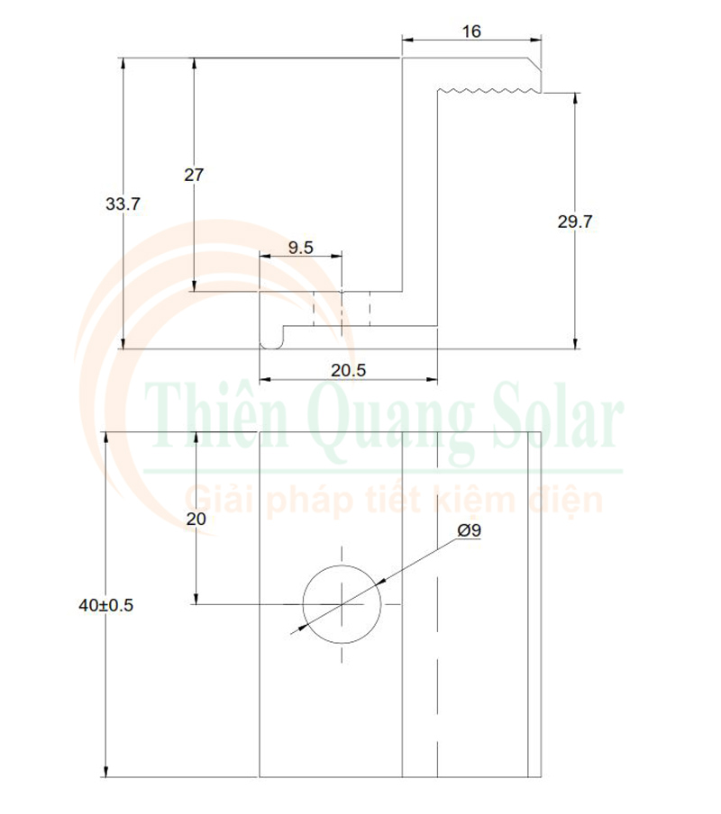 Kẹp biên tấm pin 30mm