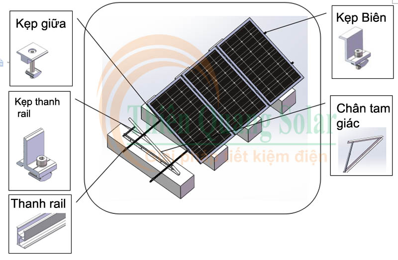 Phụ kiện lắp tấm pin mái bê tông